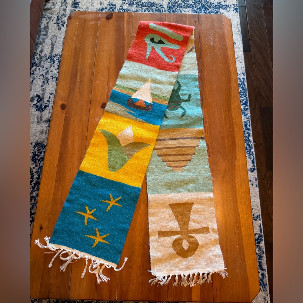 Extra Long Rag Table Runner, 79" Long x 9" Wide Holiday Ocean